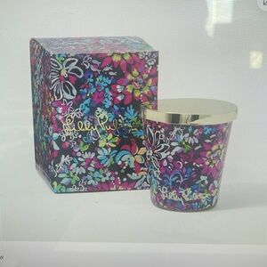 Lilly Pulitzer multi feeling fintastic soy citrus lidded glass jar 8 oz candle
